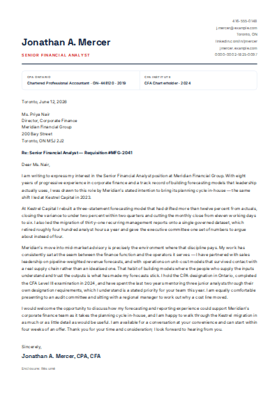 Engineering, Construction & Trades cover letter preview