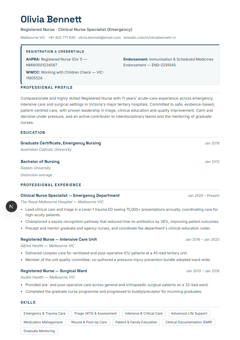 Graduate & Early Career full resume preview