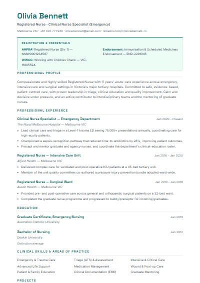 Healthcare resume template preview