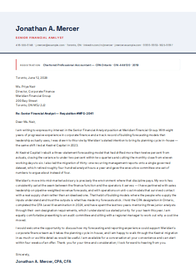 Healthcare, Government & Community cover letter preview