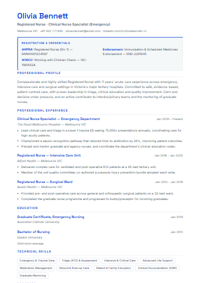 Information Technology resume template preview