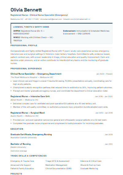 Skilled Trades resume template preview