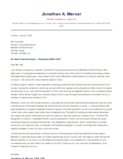 Canadian Corporate Professional cover letter preview