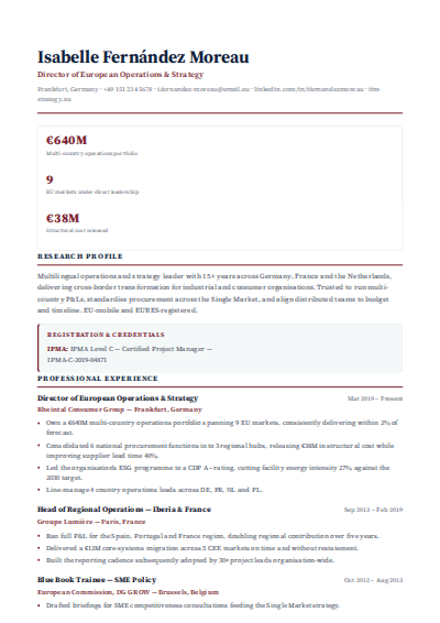 Academic & Research resume template preview