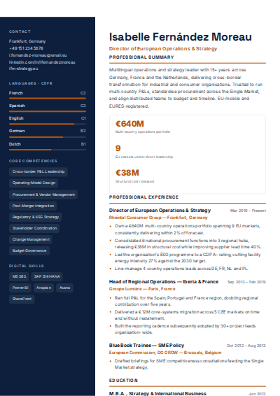 Engineering & Manufacturing resume template preview