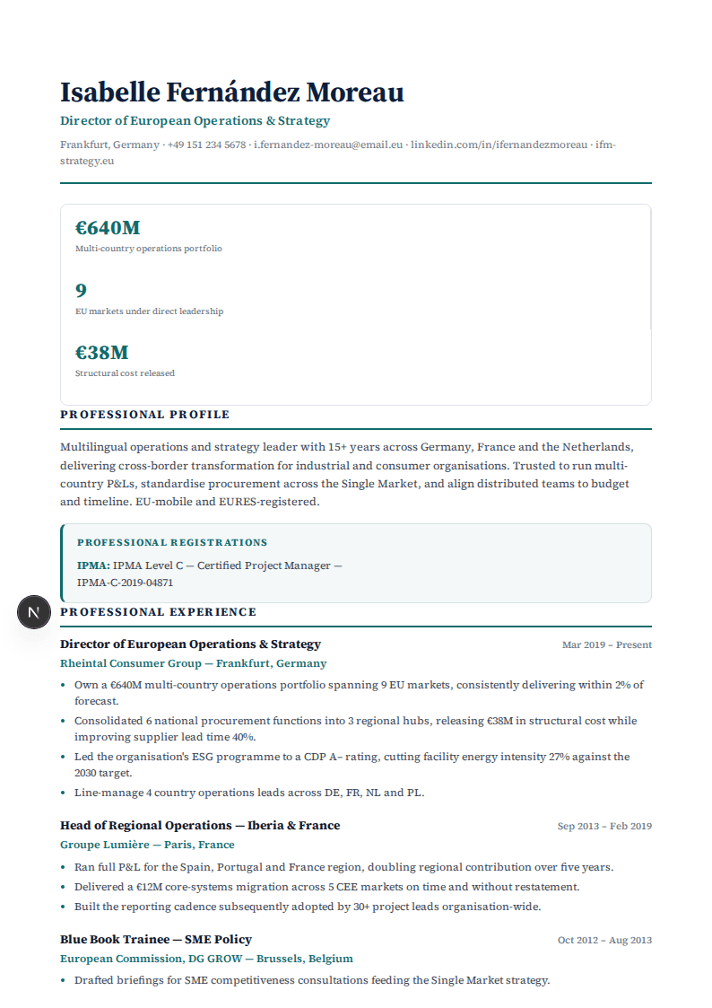 Healthcare & Life Sciences full resume preview