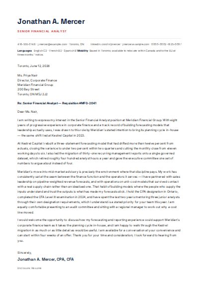 Modern European Professional cover letter preview
