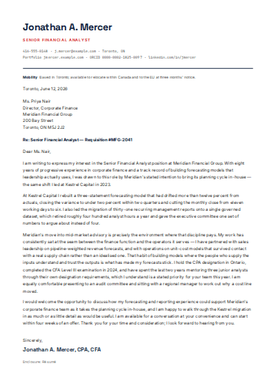 Technology, Research & International Mobility cover letter preview