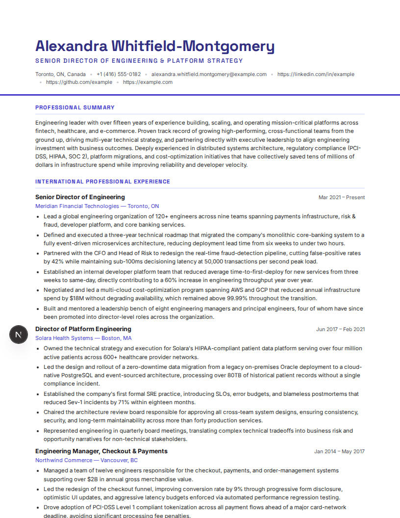 New Immigrant to Canada full resume preview