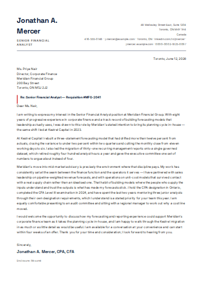 British Corporate Professional cover letter preview