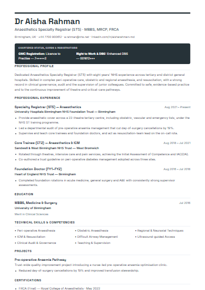 Engineering & Construction resume template preview