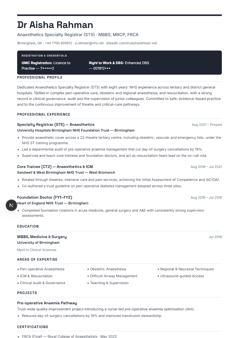 Premium Consulting full resume preview