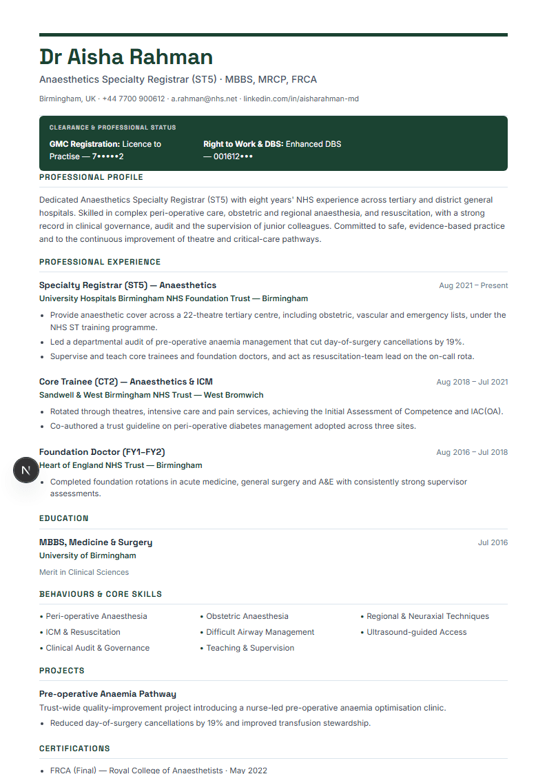 Public Sector & Civil Service full resume preview