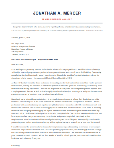 American Executive Leadership cover letter preview