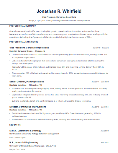 Finance & Banking resume template preview