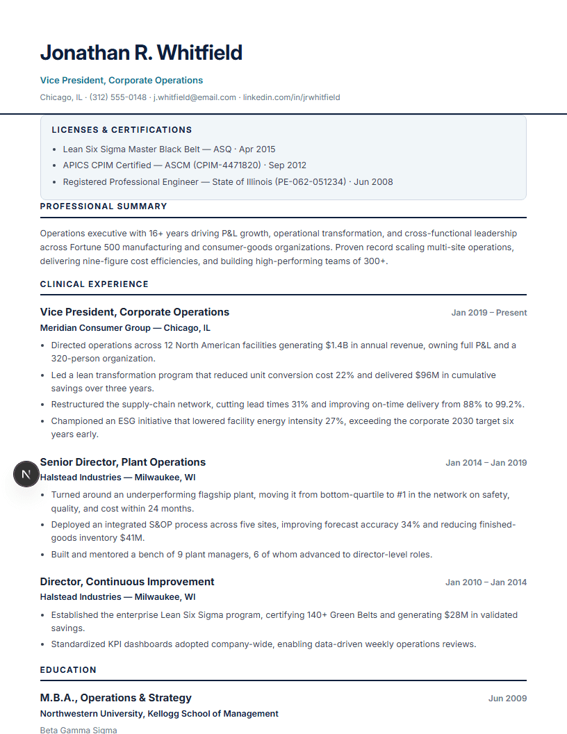 Healthcare full resume preview