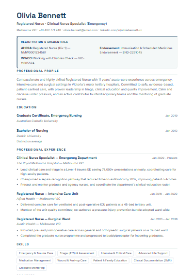 Graduate & Early Career resume template preview
