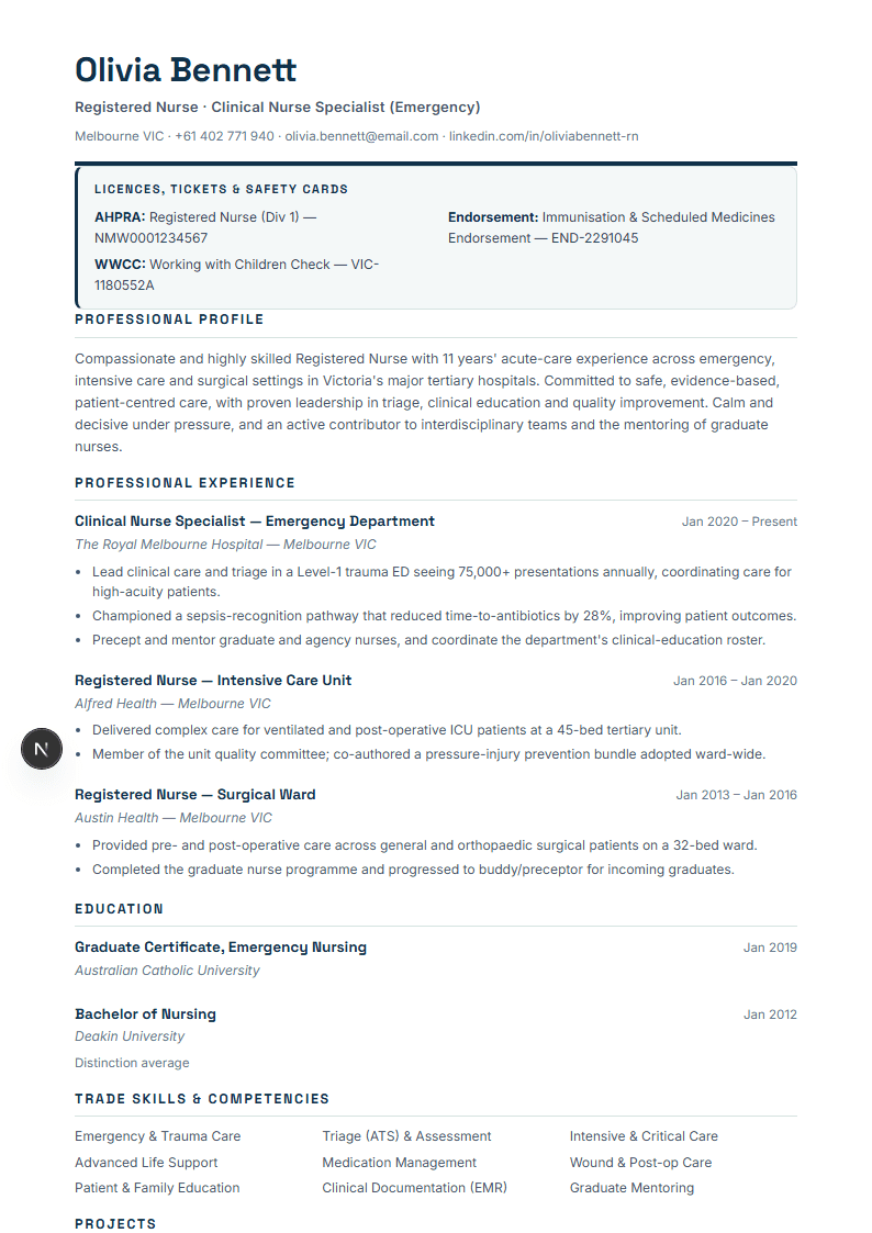 Skilled Trades full resume preview