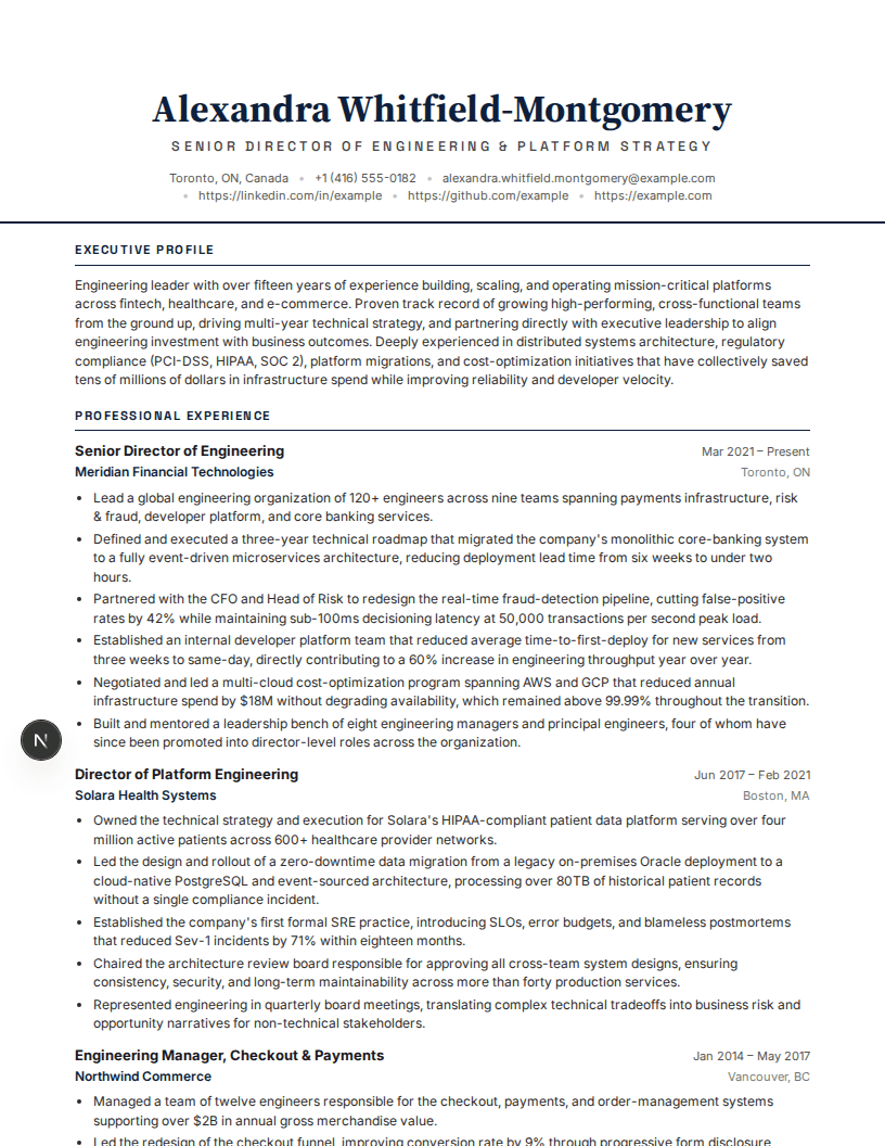Corporate Executive full resume preview