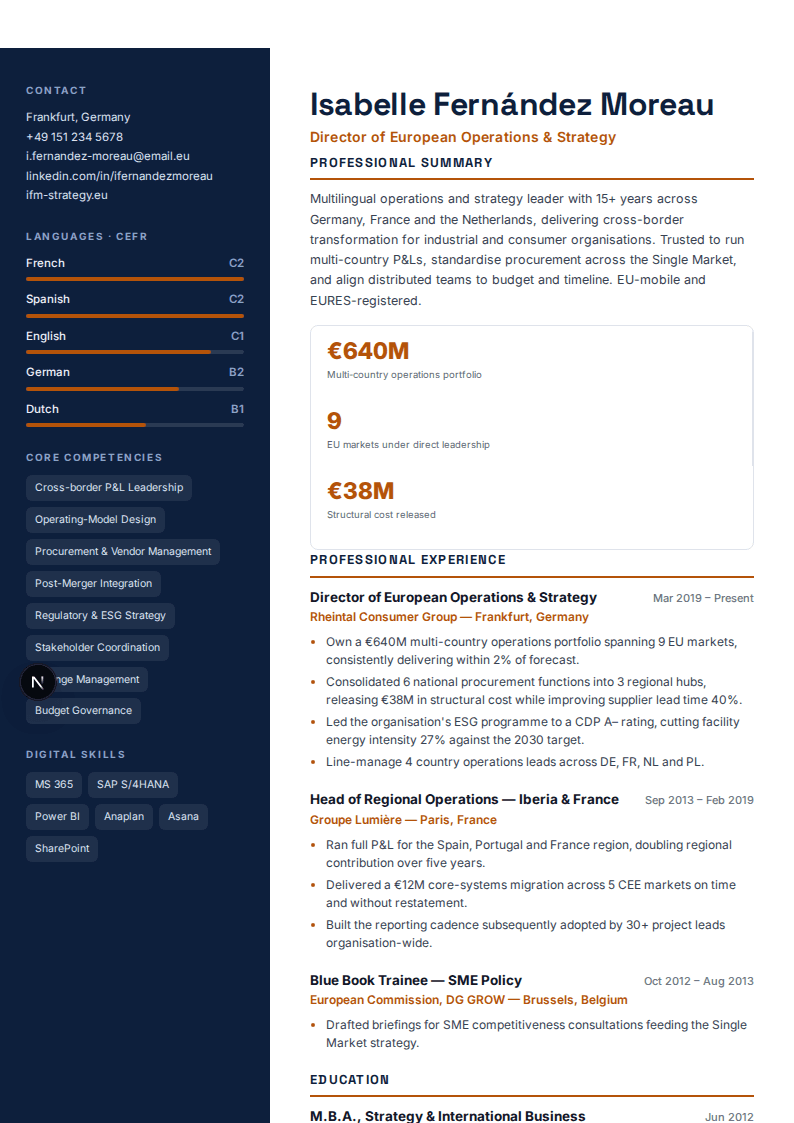 Engineering & Manufacturing full resume preview