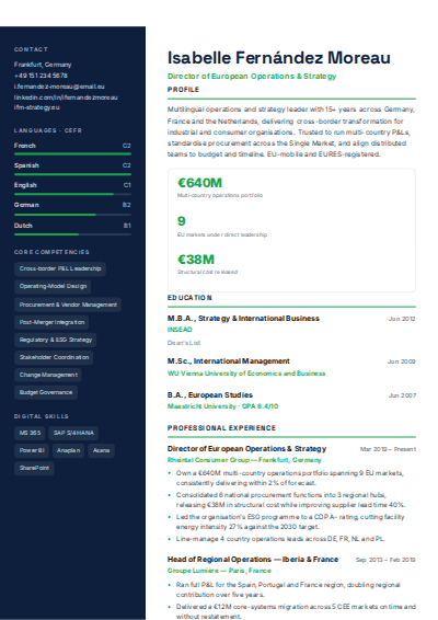 Graduate & Early Career resume template preview