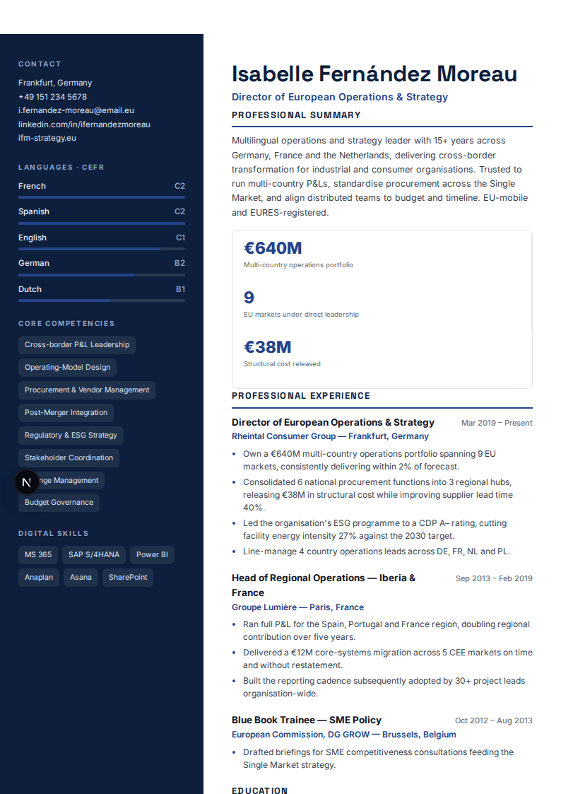 Modern Europass Premium full resume preview