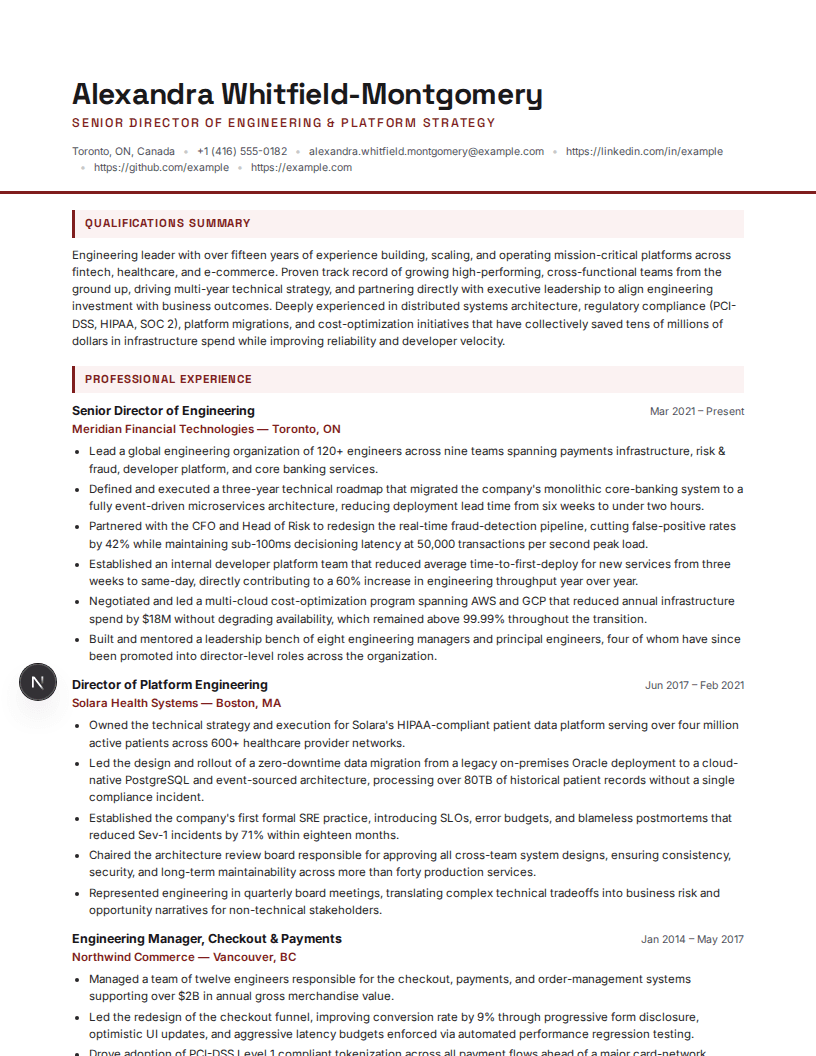 Government & Public Sector full resume preview
