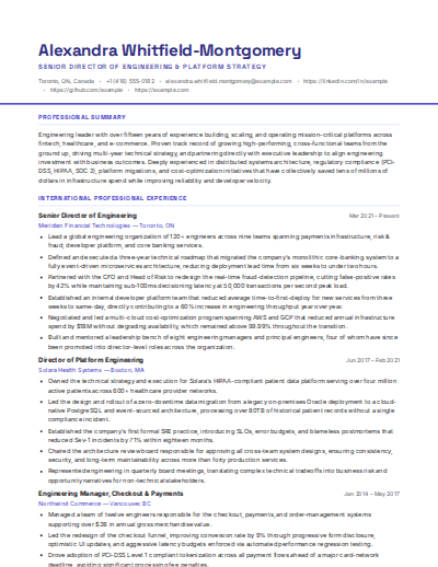 New Immigrant to Canada resume template preview