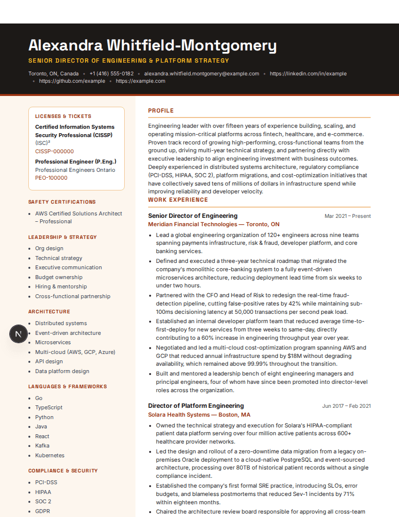 Skilled Trades full resume preview