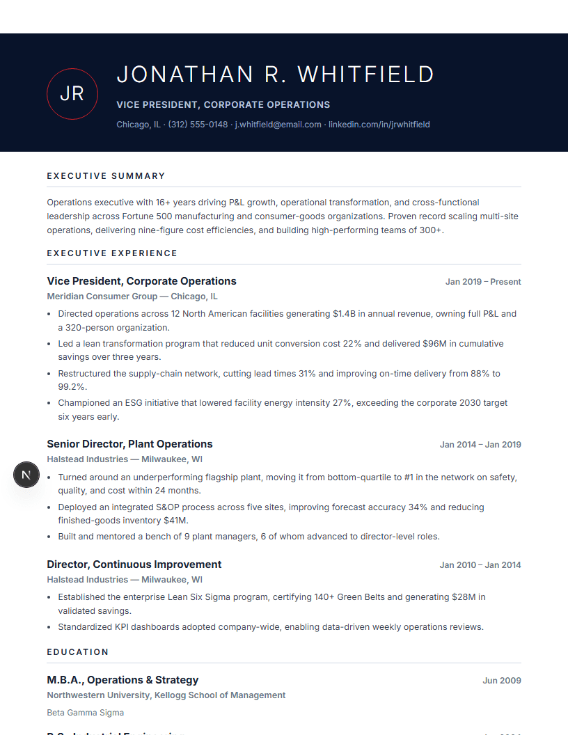 Executive Luxury Edition full resume preview