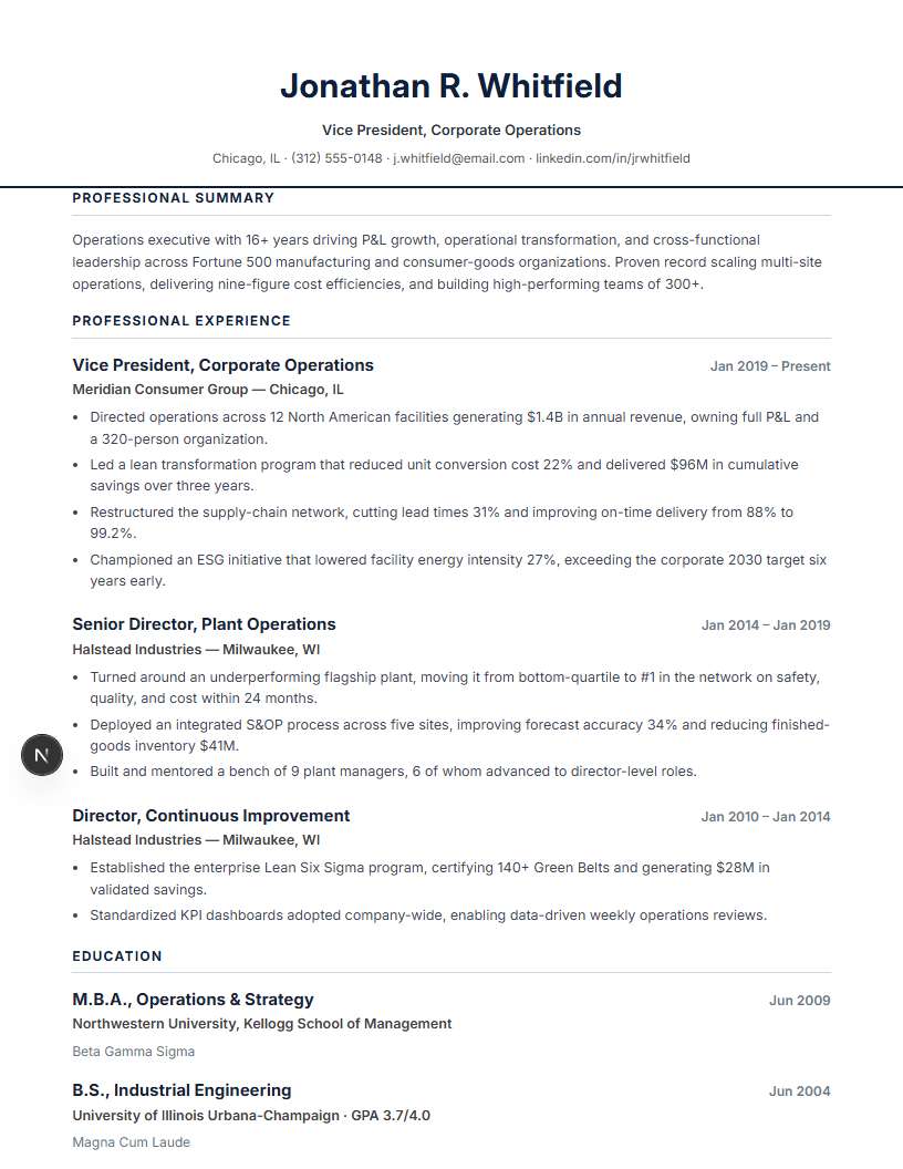Finance & Banking full resume preview